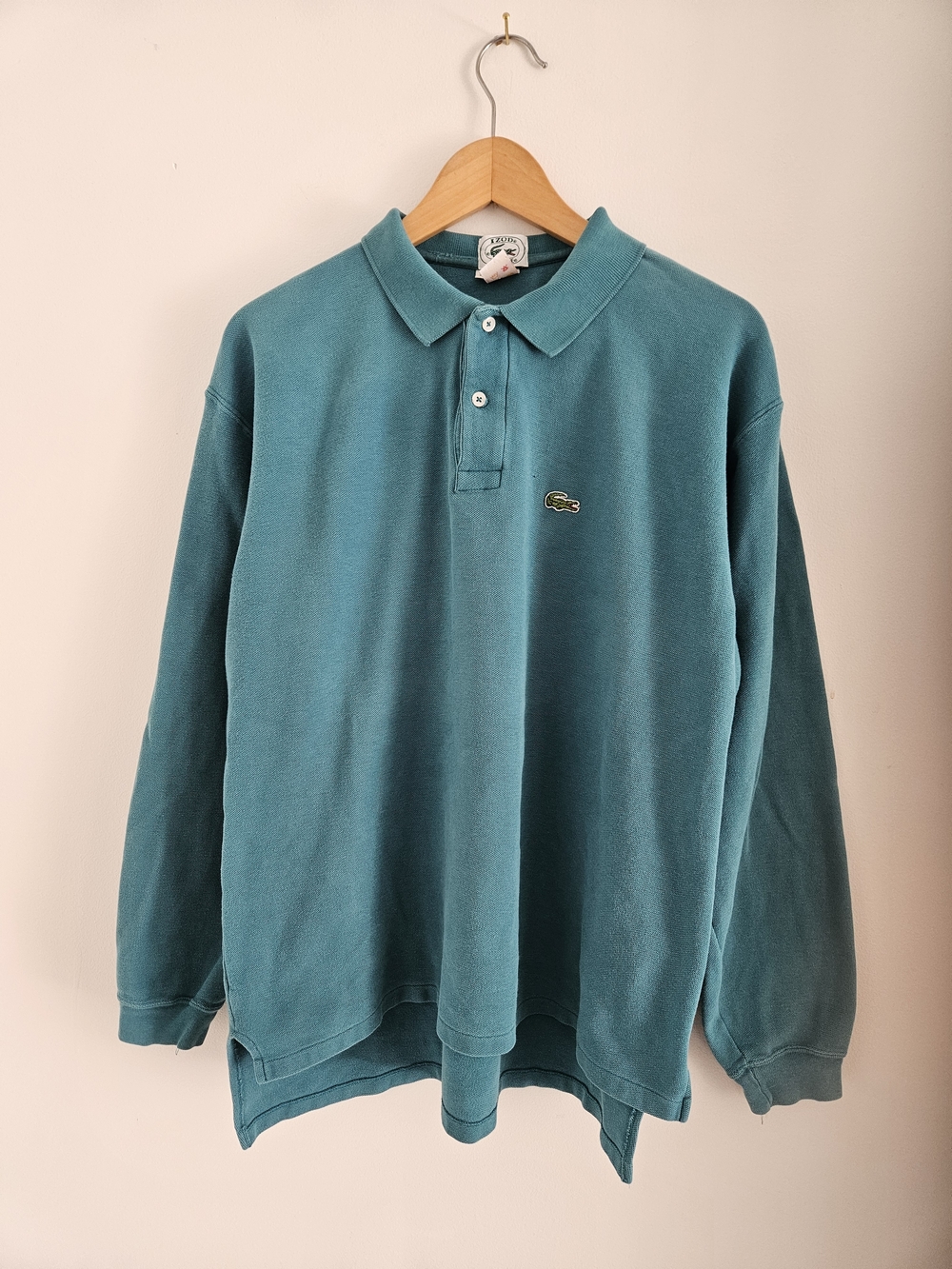 Vintage Izod Lacoste Polo Shirt Men Extra Large Long Sleeve Teal 90s